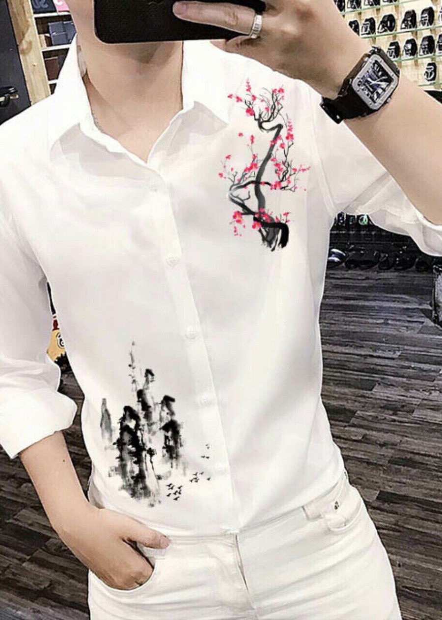 Áo sơ mi nam dài tay in họa tiết - BNUI