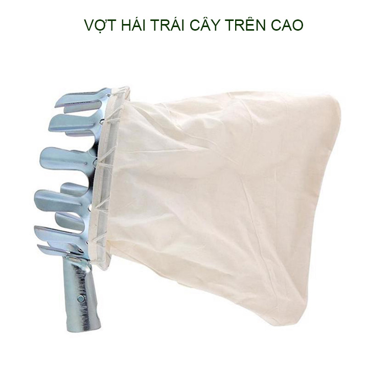 Vợt hái trái cây trên cao đa năng kèm túi vải, khung kim loại dày dặn