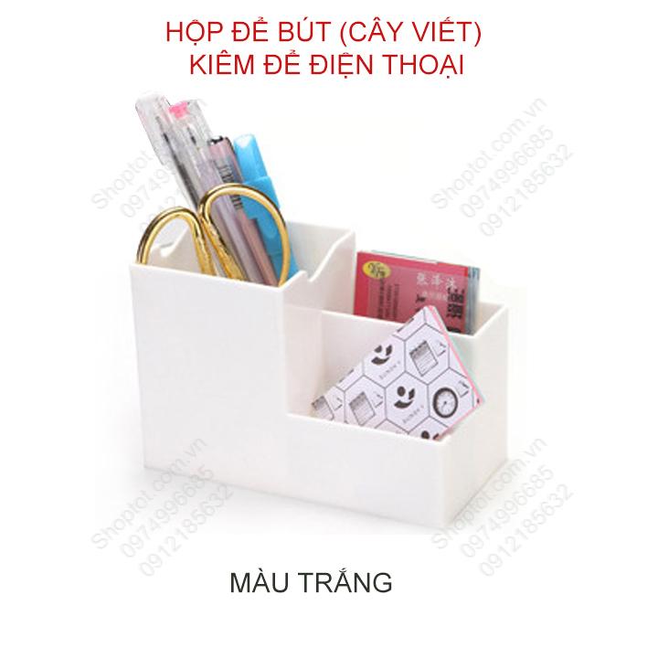 Hộp để bút cây viết có vị trí để điện thoại tiện dụng, làm bằng nhựa ABS bền và chắc chắn