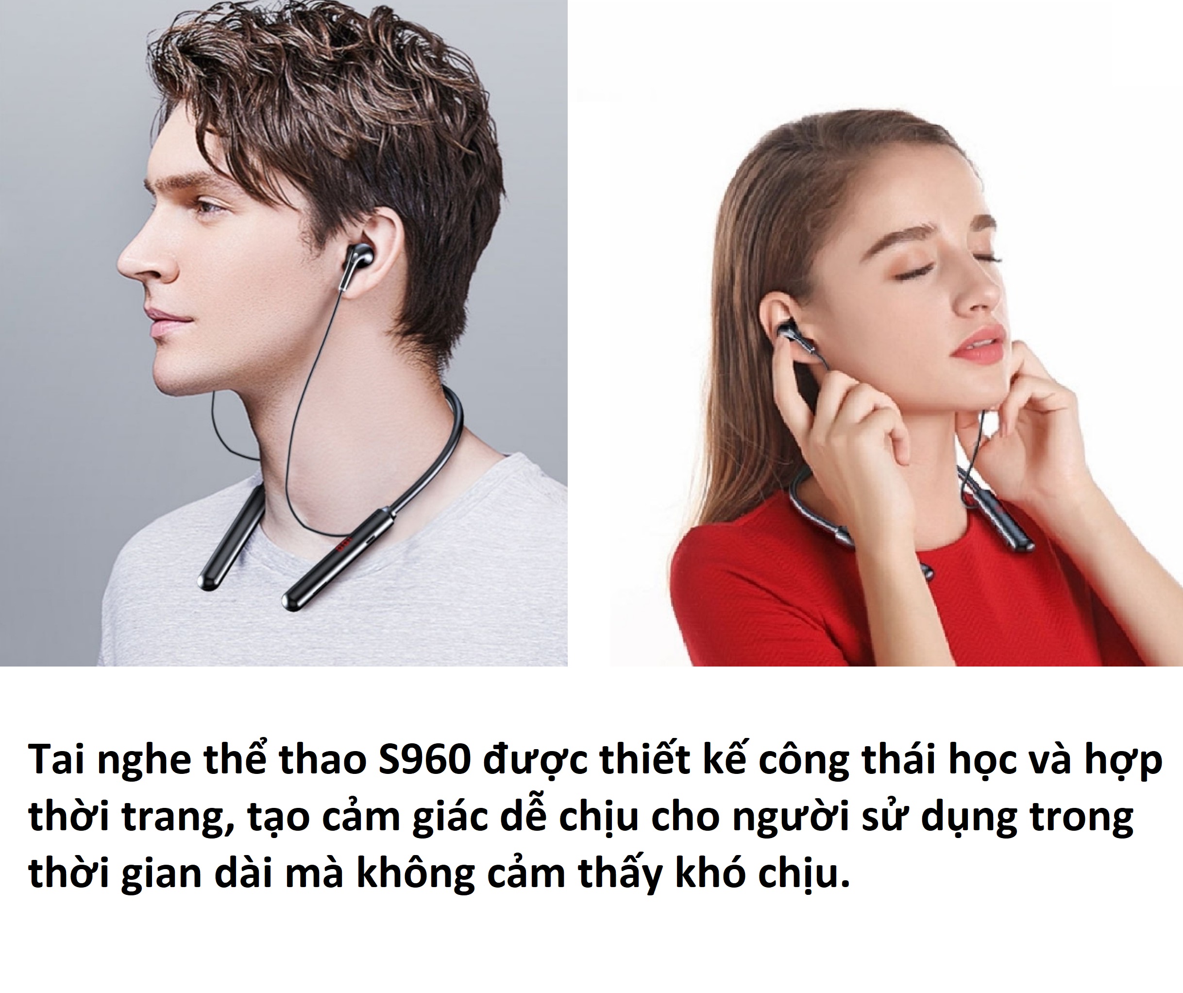 Tai Nghe Bluetooth S960 Mới Âm Thanh Nổi 9D Hifi, Tai Nghe Thể Thao Quàng Cổ, LED Hiển Thị Pin, Hỗ Trợ Khe Lắp Thẻ TF Chơi Nhạc