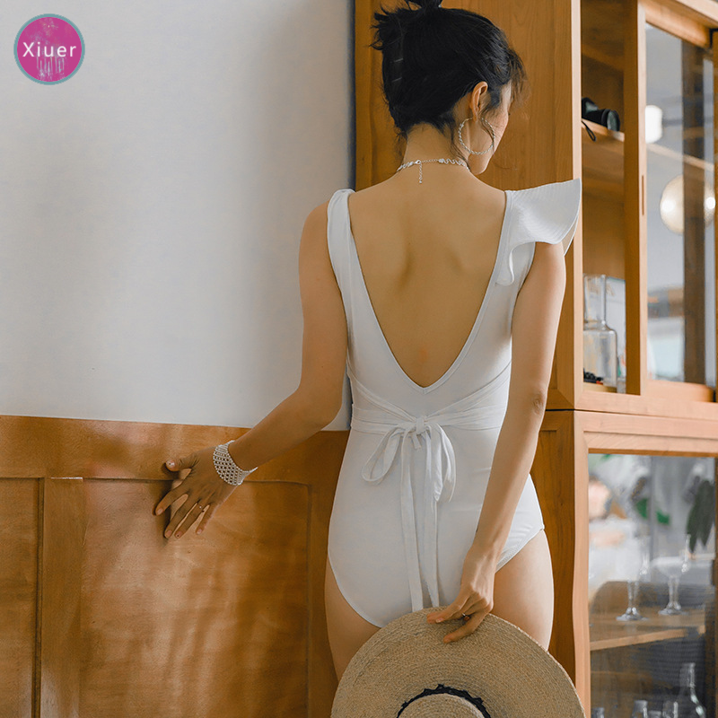 Xiuer Đồ Bơi Một Mảnh Vải Cao Cấp Màu Trơn Phong Cách Mới Dành Cho Nữ#X85