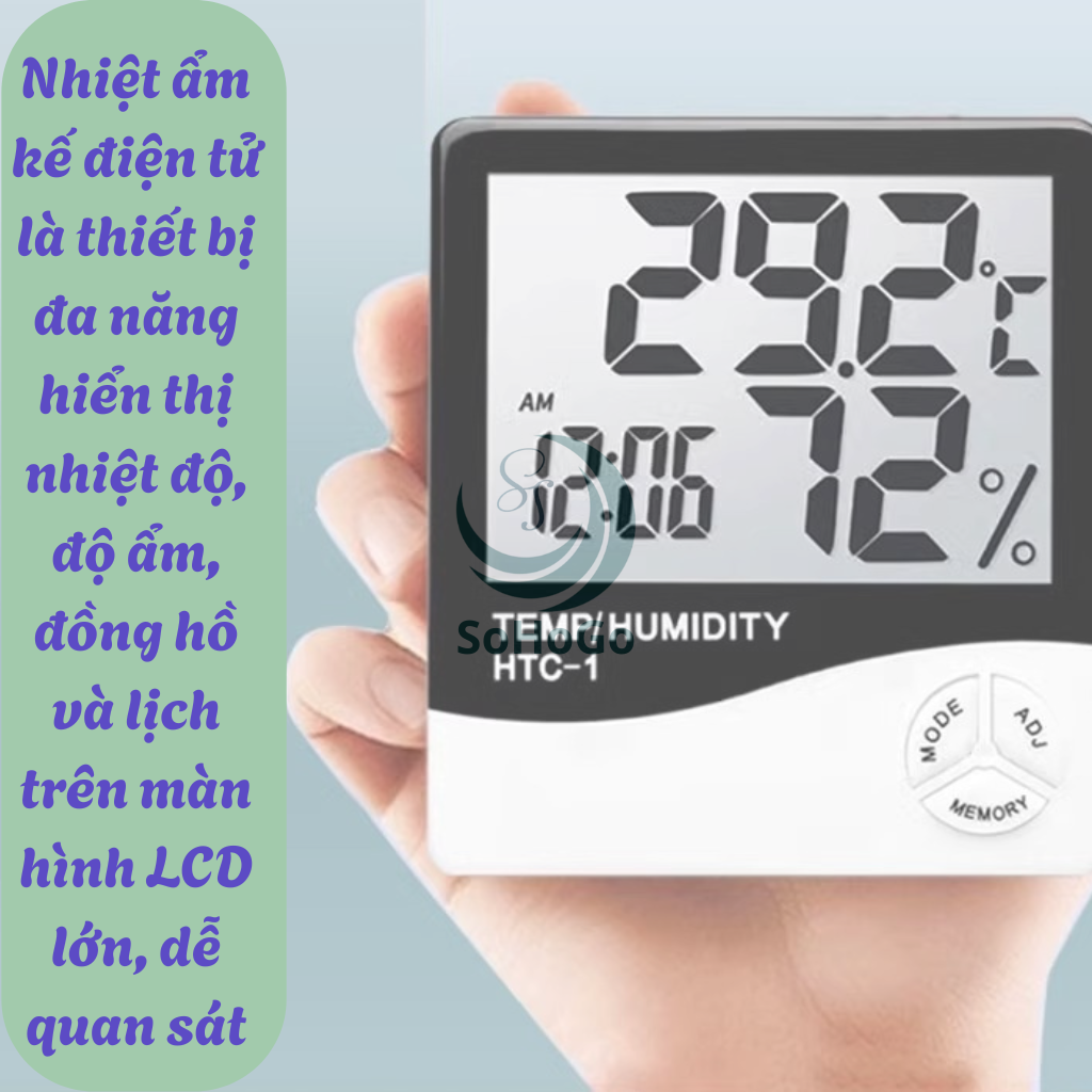 Nhiệt Ẩm Kế Điện Tử Đa Năng -Đồng Hồ Đo Nhiệt Độ &amp; Độ Ẩm Kỹ Thuật Số -Máy Đo Nhiệt Độ – Độ Ẩm Trong Nhà -Đồng Hồ Điện Tử Đo Nhiệt Ẩm &amp; Hiển Thị Thời Gian -Nhiệt Ẩm Kế Mini Treo Tường/Để Bàn