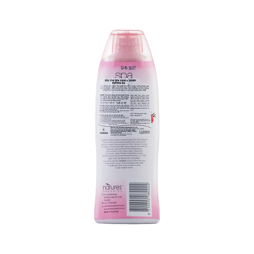 Sữa tắm tẩy tế bào chết hương quả mọng ngăn lão hóa SPA vanilla berry 400ml