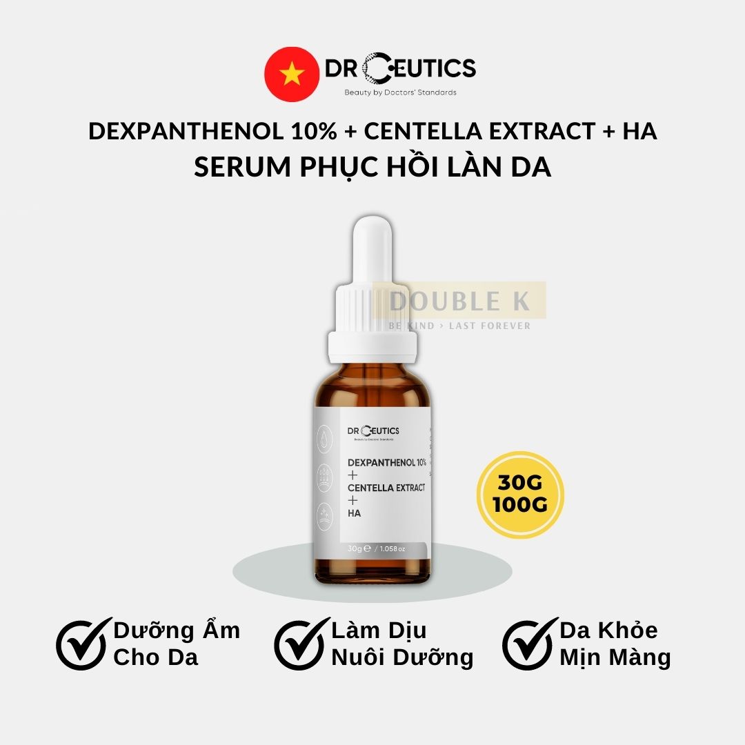 DrCeutics Dexpanthenol 10% + Centella Extract + HA - Serum Dưỡng Ẩm, Phục Hồi Da - Double K