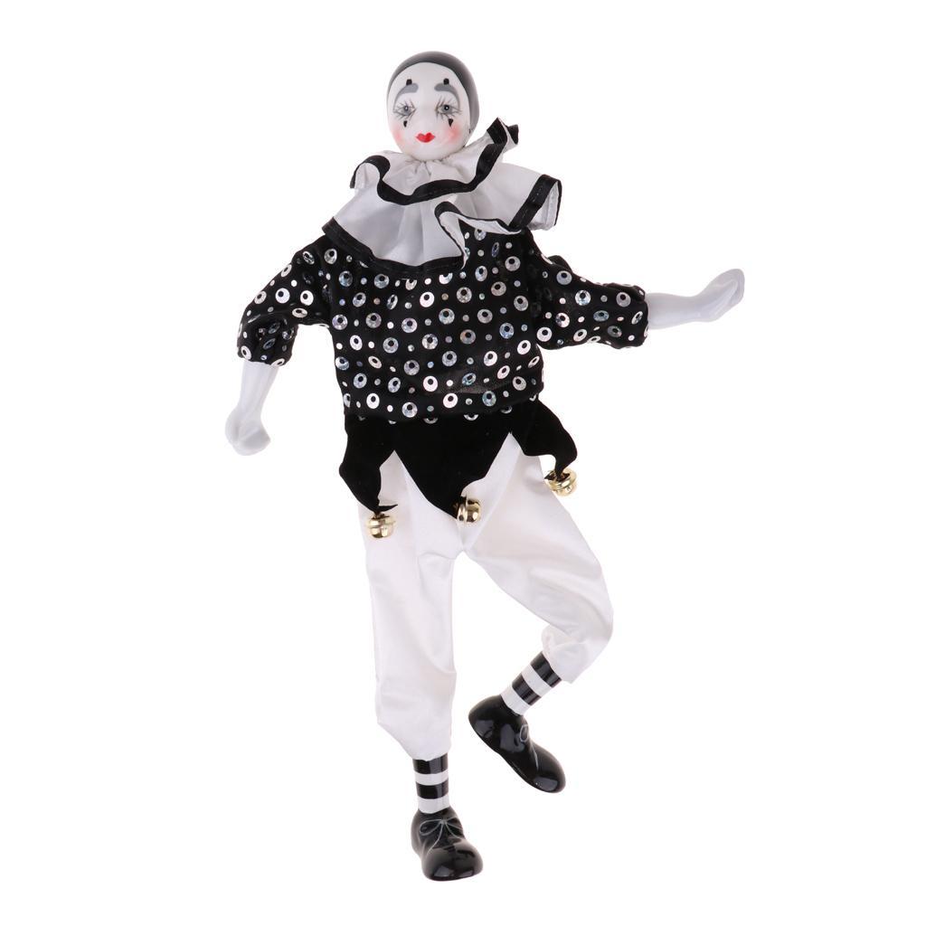 2pcs Porcelain Clown Doll Halloween Christmas Decoration Souvenir Collection, Assort Colors