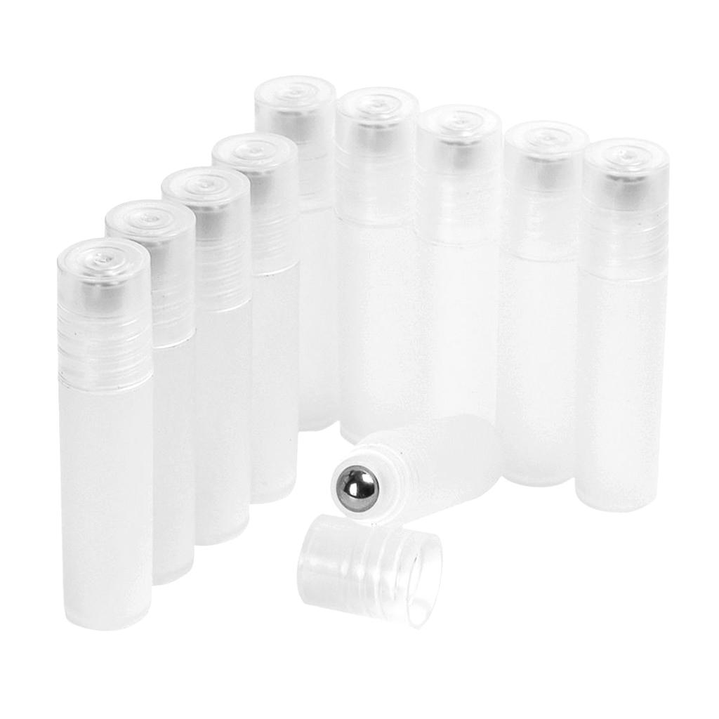10 Bộ 5 Ml Rỗng Cuộn Trên LIQUID REFILL Chai Đựng Du Lịch Lọ Cho Tinh Dầu Kem