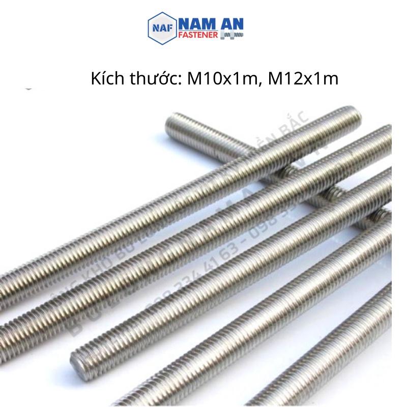 Thanh ren, ty ren inox 304, kích thước M10x1m, M12x1m