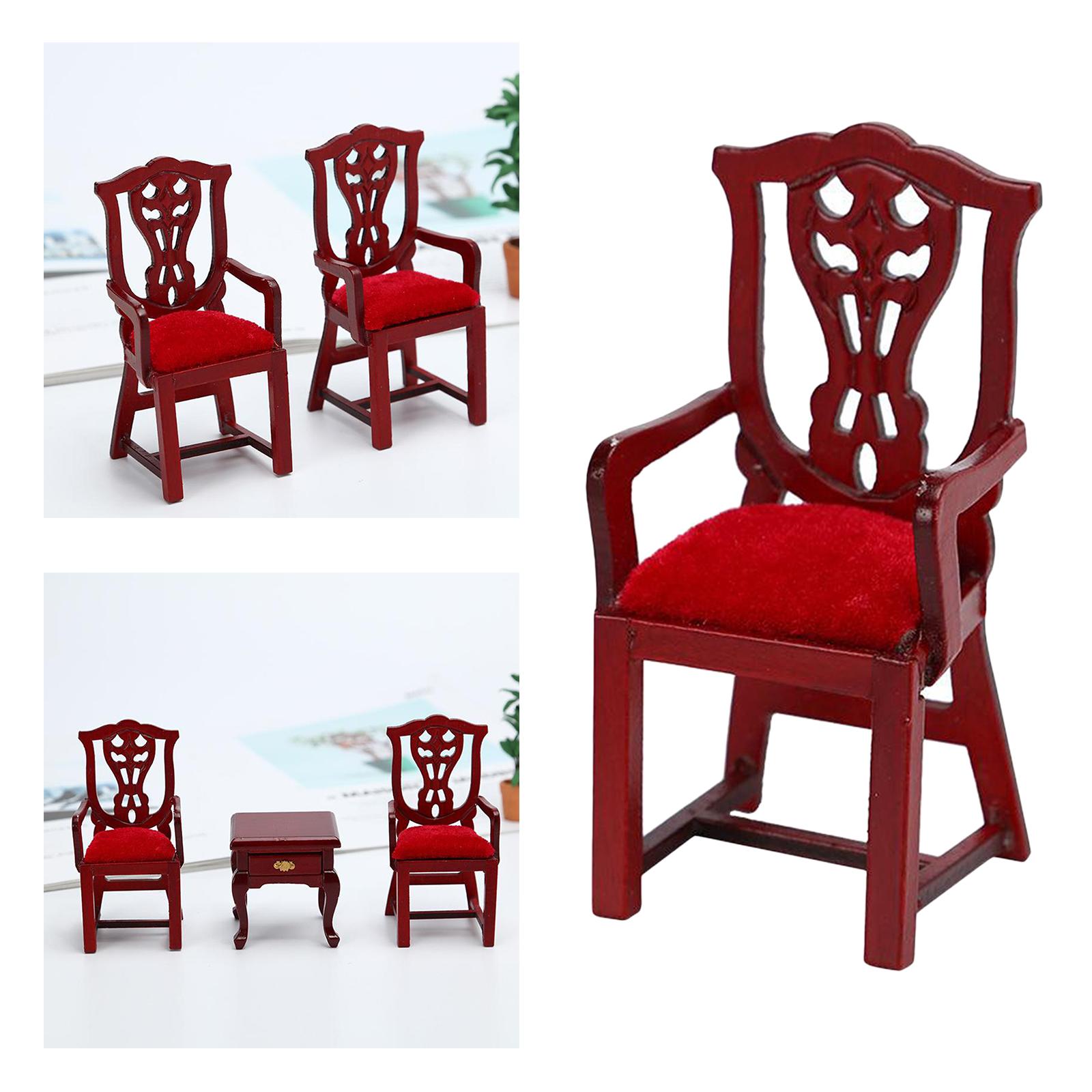 1:12 Scale Doll House Wooden Chair Model Baby Doll Room Supplies Scenery