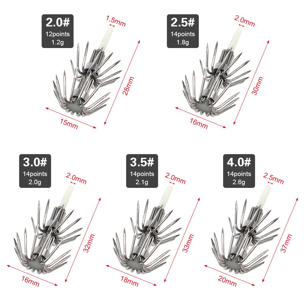 20 chiếc móc câu mực bằng thép không gỉ