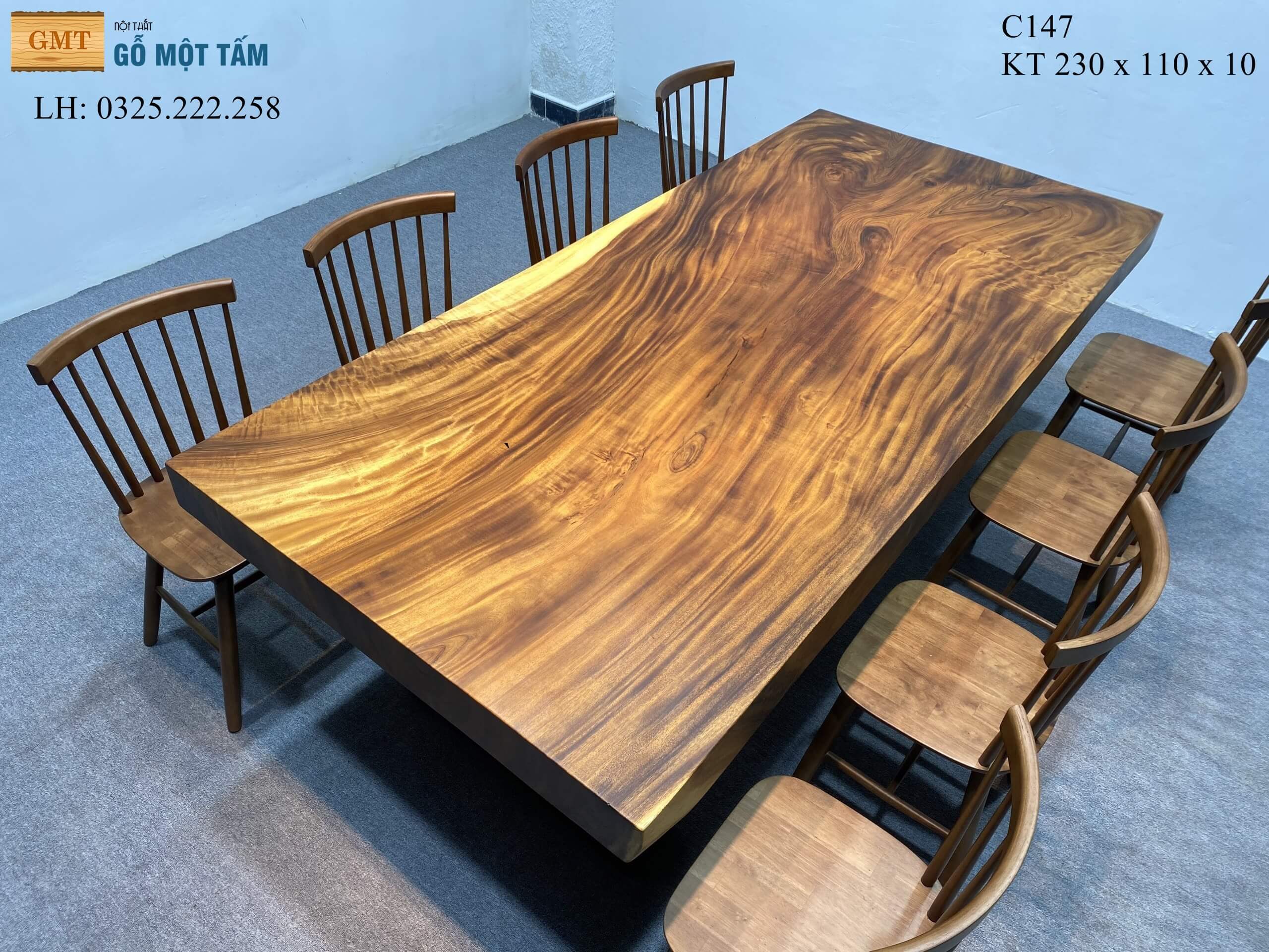 Bàn Làm Việc Gỗ Me Tây, Bàn Ăn Gỗ Me Tây, Bàn Gỗ Me Tây Nguyên Tấm Dài 2,3m Rộng 1,1m Dày 10cm