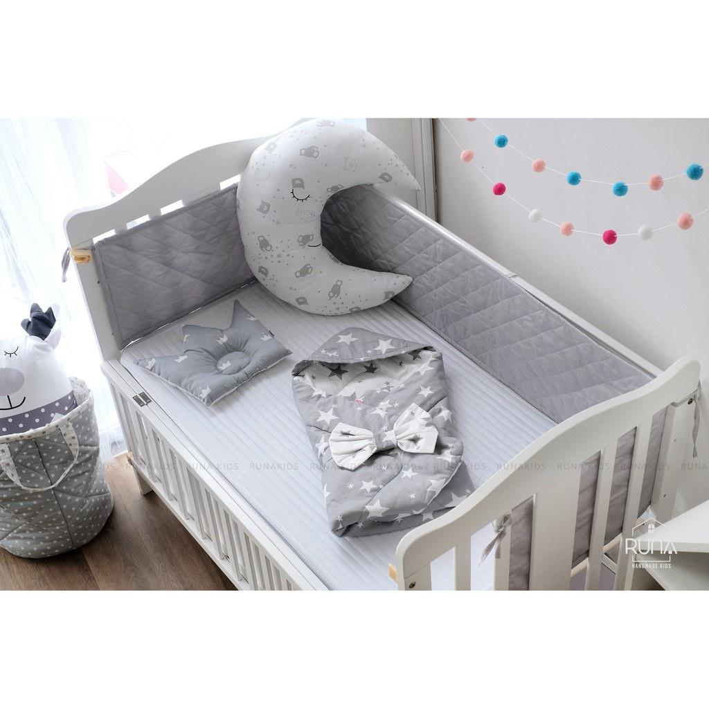 Quây cũi mỏng kích thước 1m2 RUNA KIDS chất liệu Satin cao cấp mềm mịn thoáng mát an toàn cho làn da em bé