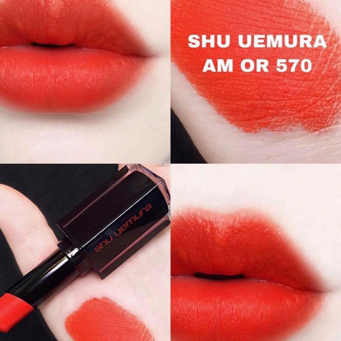 Son Shu Uemura Rouge Unlimited Amplified Matte AM OR 570 Màu Đỏ Cam (Chất Son Lì Có Dưỡng)