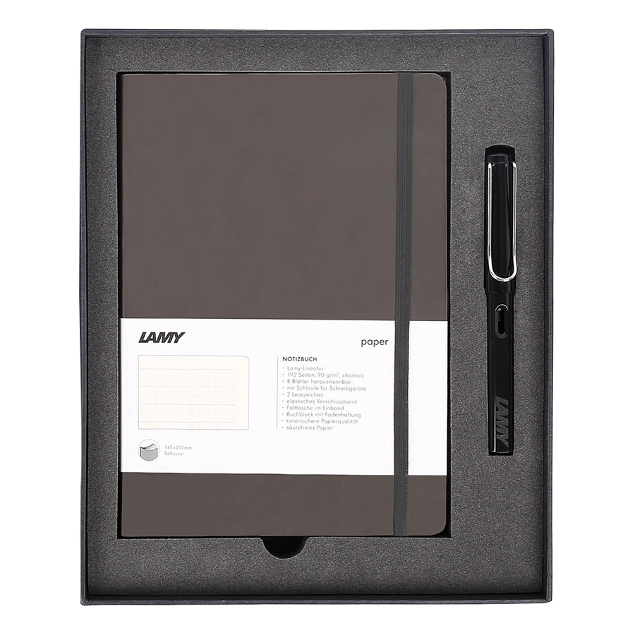 Lamy Notebook A5 Softcover Umbra + Lamy Safari Shiny Black - GSNSa0020