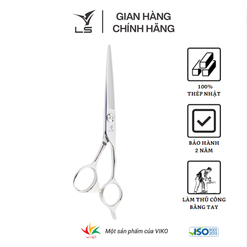 Kéo cắt tóc LS lưỡi thẳng quai offset vênh đỡ ngón cố định JP602