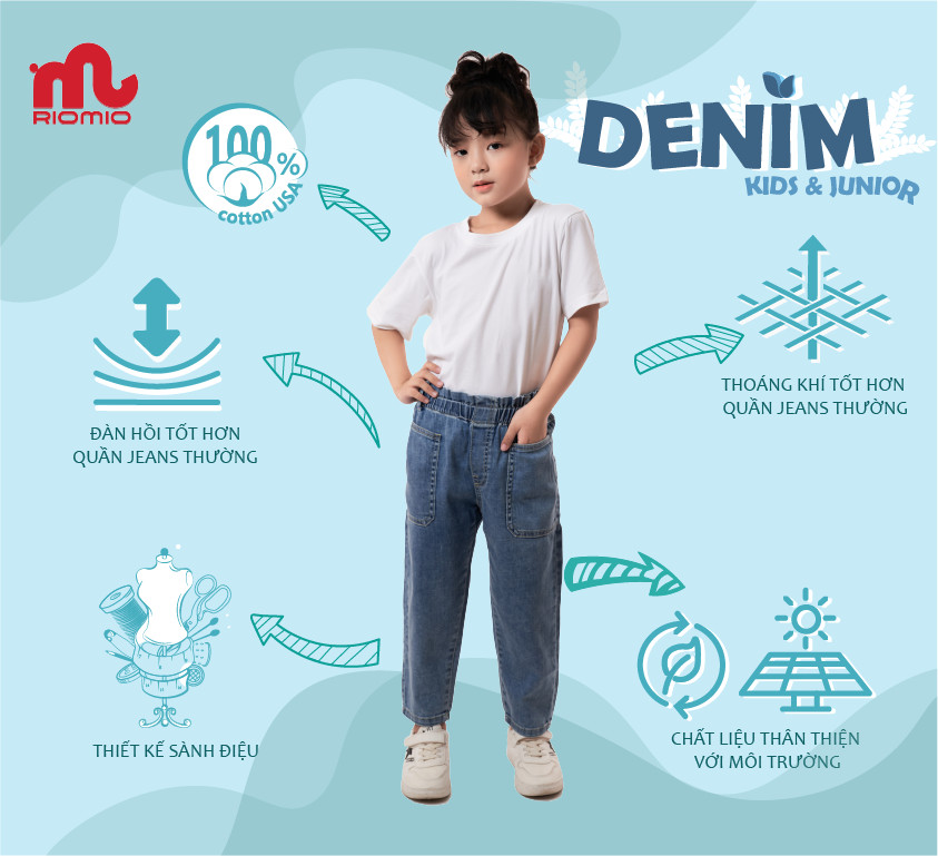 Quần jeans bé gái [Denim cotton USA] chính hãng RIOMIO - RO011.1 màu light