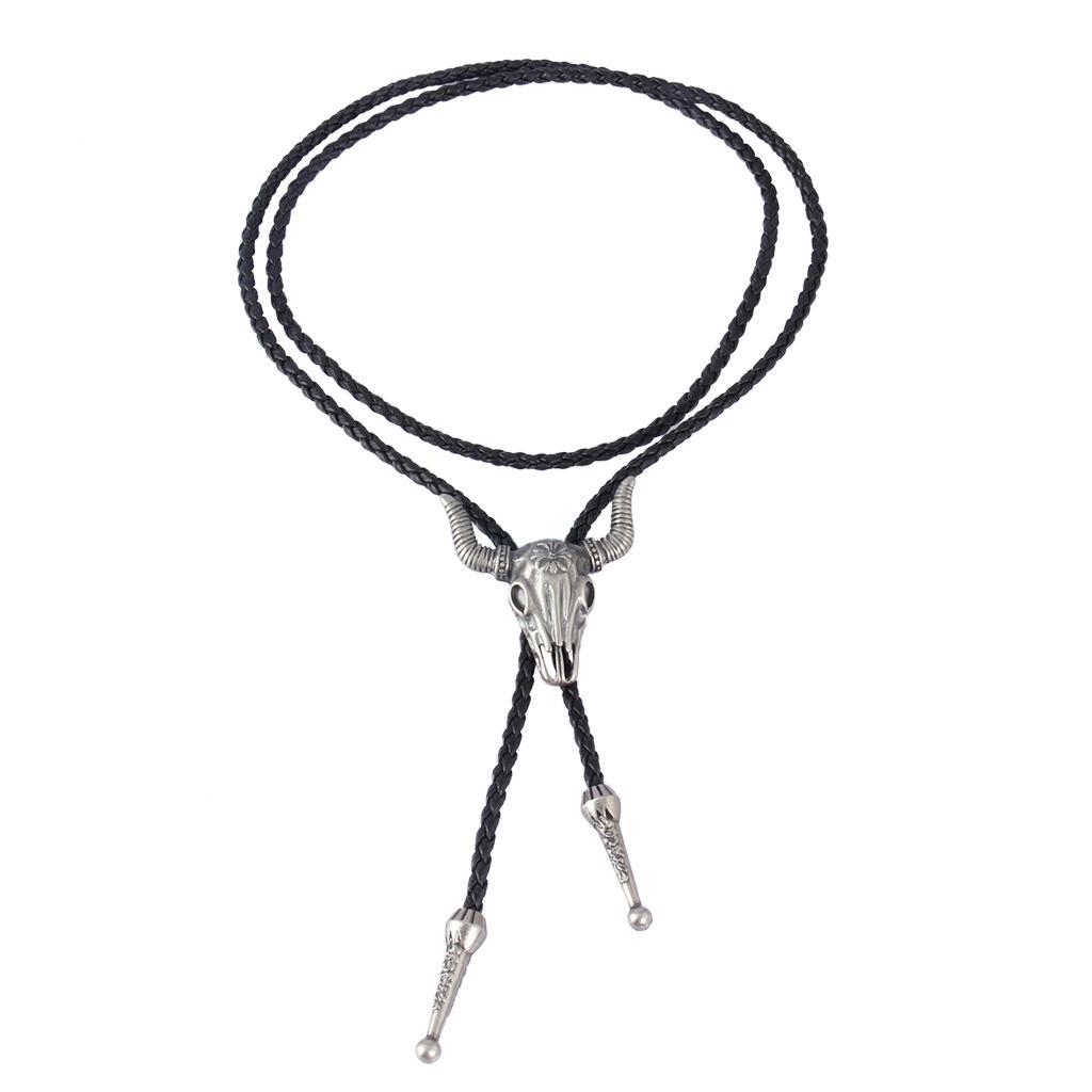 Western Cowboy Bolo Tie Rodeo  Leather Cord Pendant Necklace