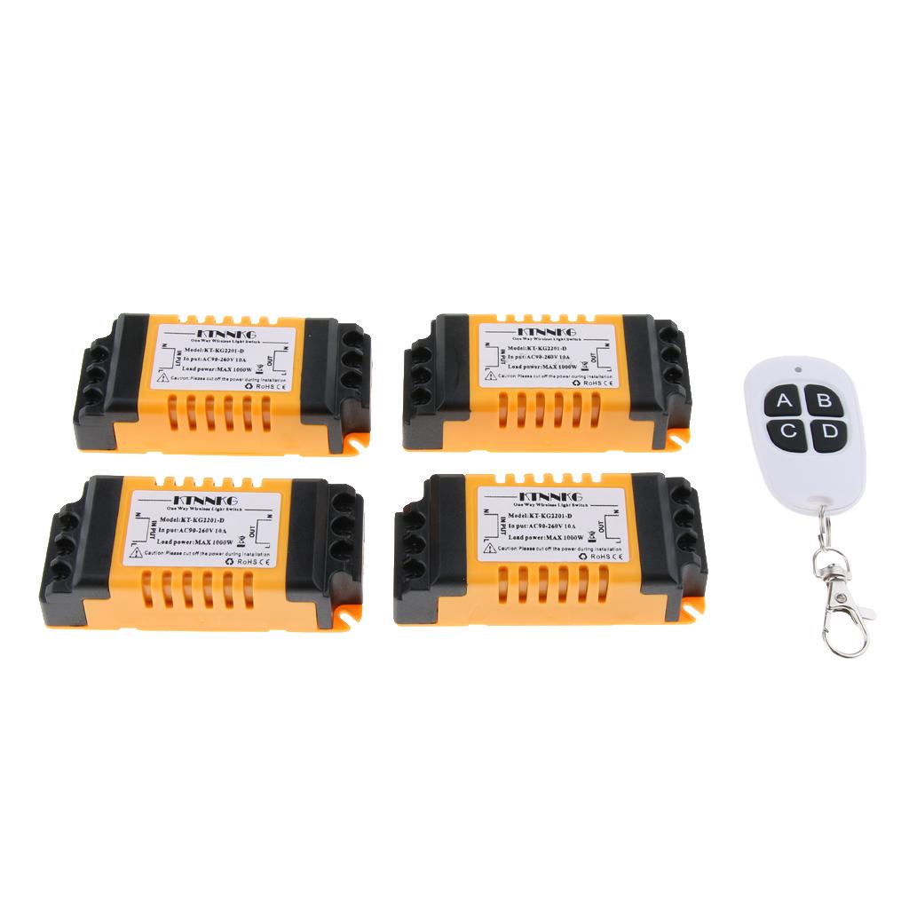 Lamp Relay Switch Wireless RF Remote Control Switch, 4 Receivers, AC 90-260V