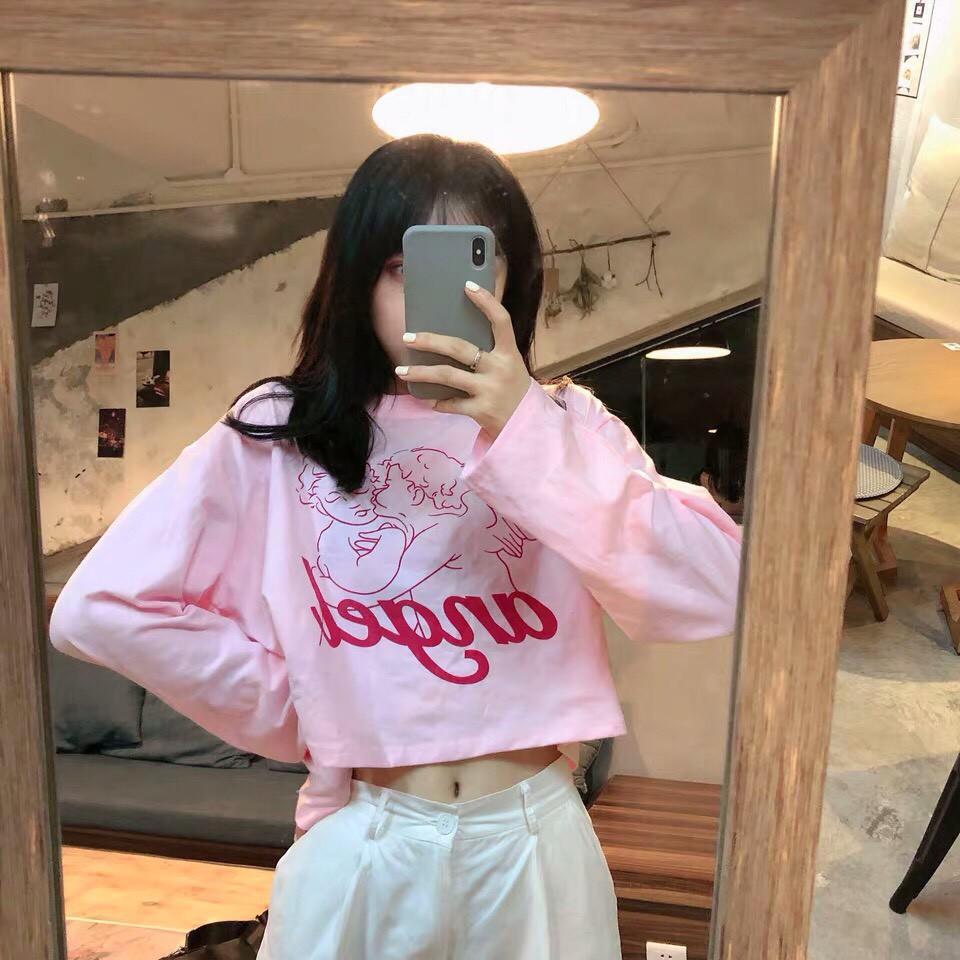 Áo croptop angel dài tay mẫu mới cực xinh (kèm ảnh thật)