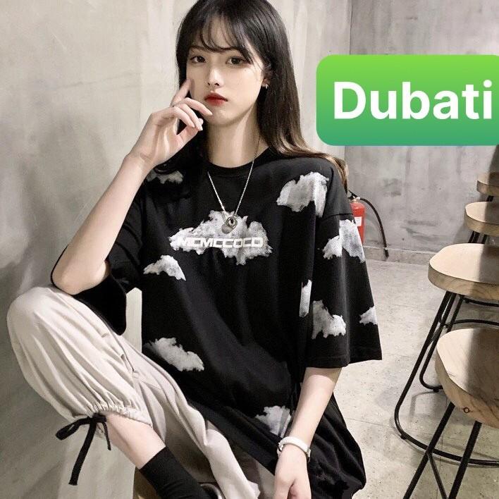 ÁO THUN UNISEX NAM NỮ TAY LỠ FROM RỘNG THỜI TRANG ĐEN NGỰA MÂY TRỜI TRẺ TRUNG - DUBATI FASHION