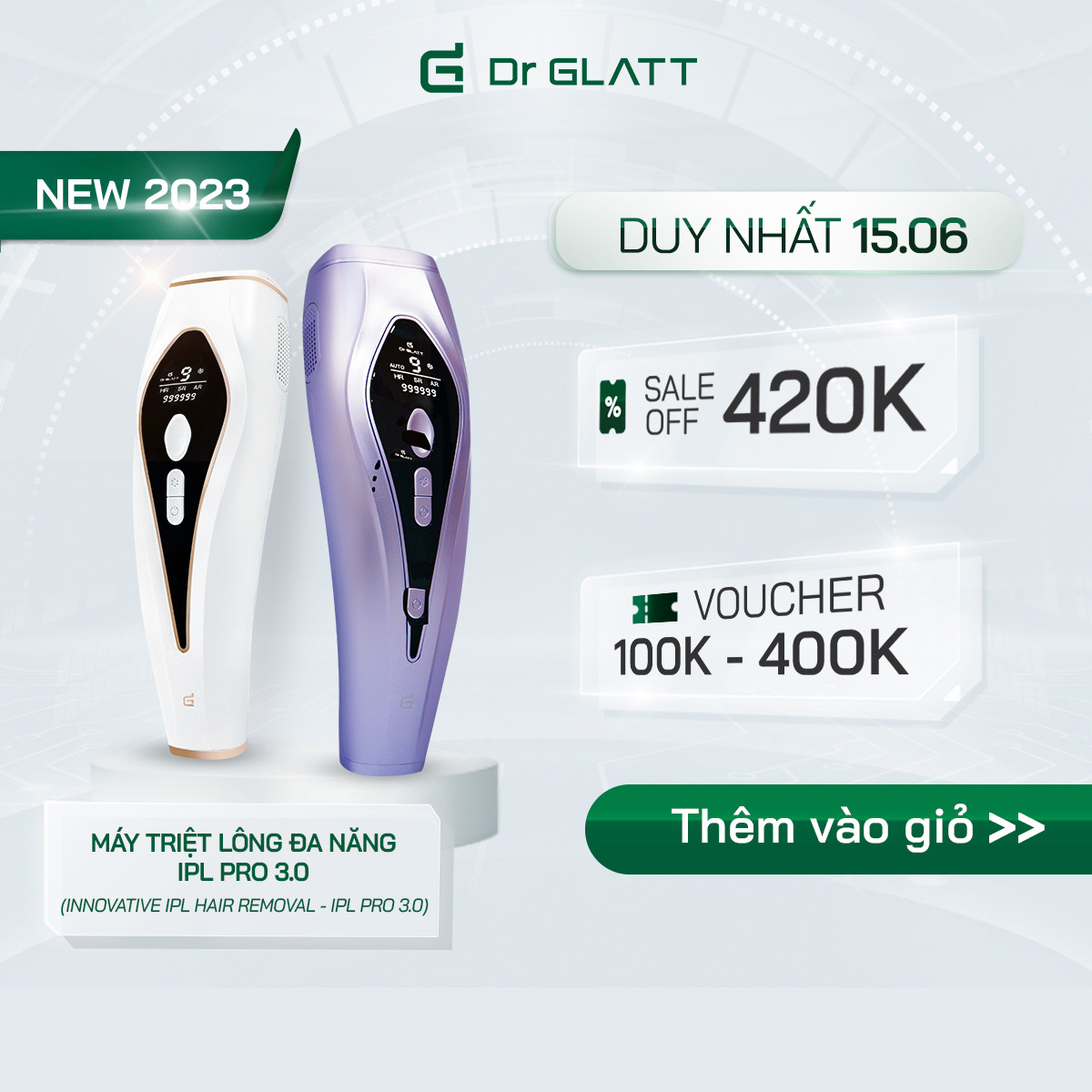 Máy Triệt Lông Mini Triệt Lông Cá Nhân DR GLATT IPL Pro 3.0