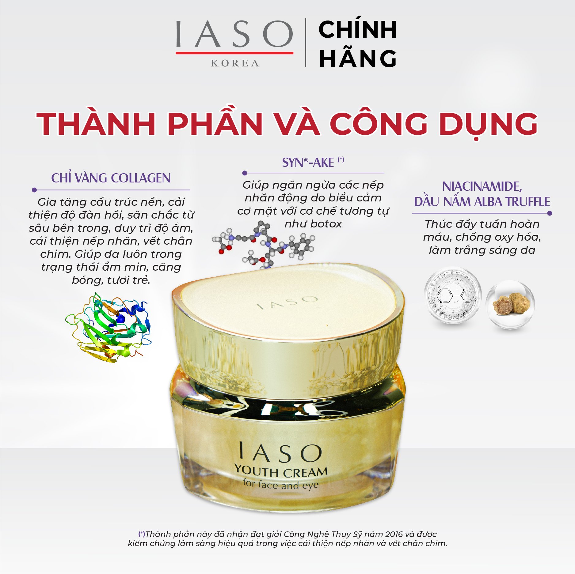 I73 Kem dưỡng trẻ hóa, phục hồi da mặt và mắt Iaso Youth Cream 50ml