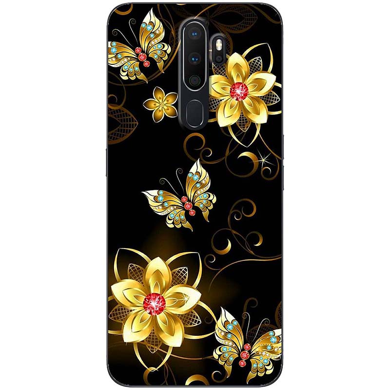 Ốp lưng dành cho Oppo A9  mẫu Hoa đỏ vàng