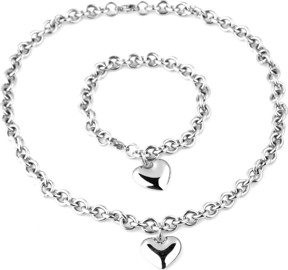 Set vòng cổ và vòng đeo tay trái tim nam nữ