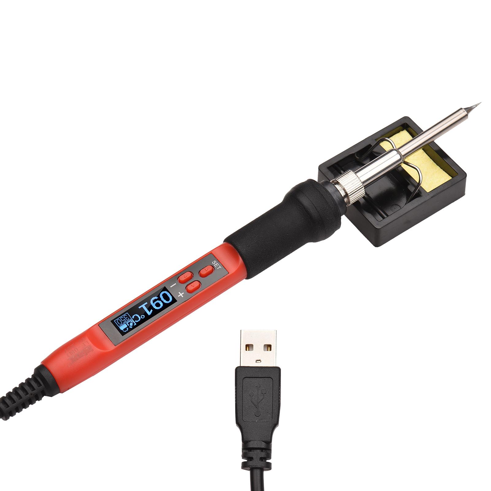 68W USB Digital Display Soldering Iron Mini Portable Welding Tool Adjustable Temperature 200~480℃ Soldering Pen for Electronic Works and Repairs
