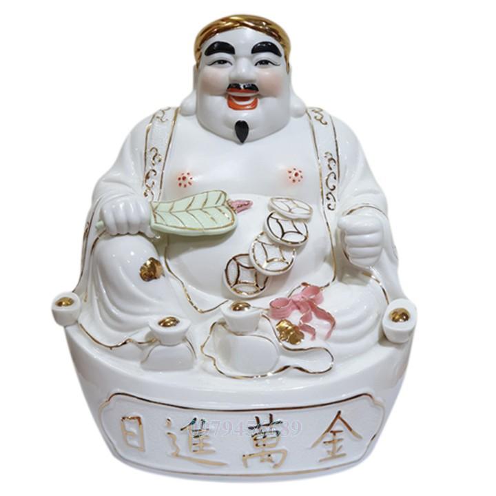 Cặp tượng thần tài ông địa sứ trắng 9 inch - M1.1