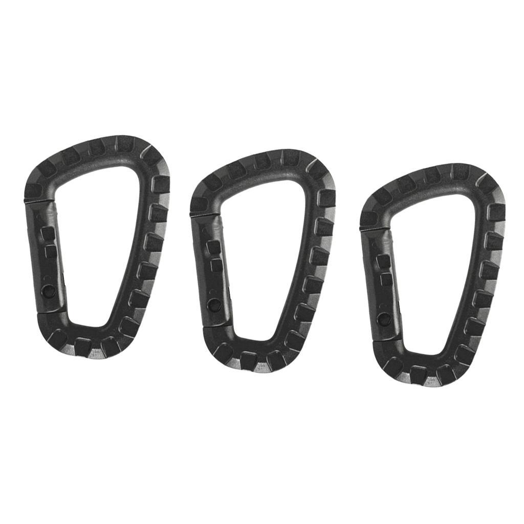 4x3 Pieces Carabiner Clip Keychain Outdoor Backpack Snap Hook Black
