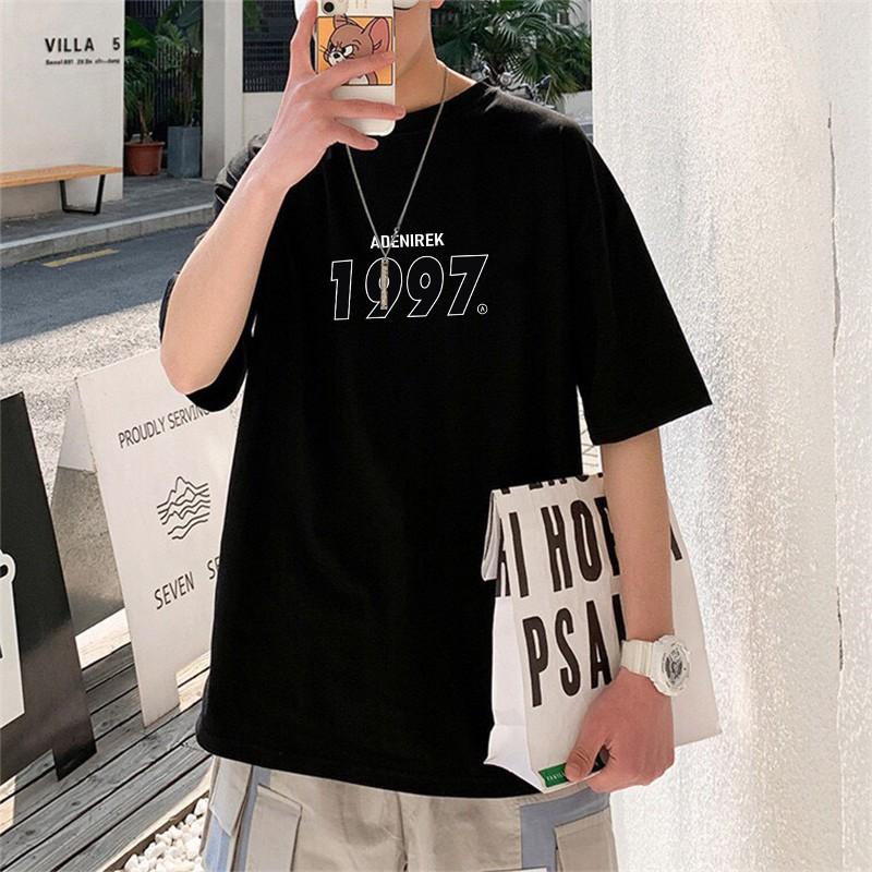 Áo thun nam nữ unisex tay lỡ phông form rộng teen cổ tròn oversize cotton giá rẻ basic đen trắng tee pull 1997