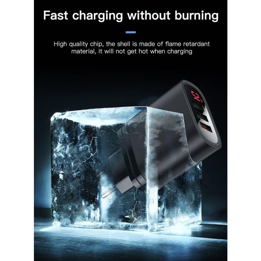 Cốc Sạc Nhanh 3 Cổng USB Chính Hãng KuuLaa
