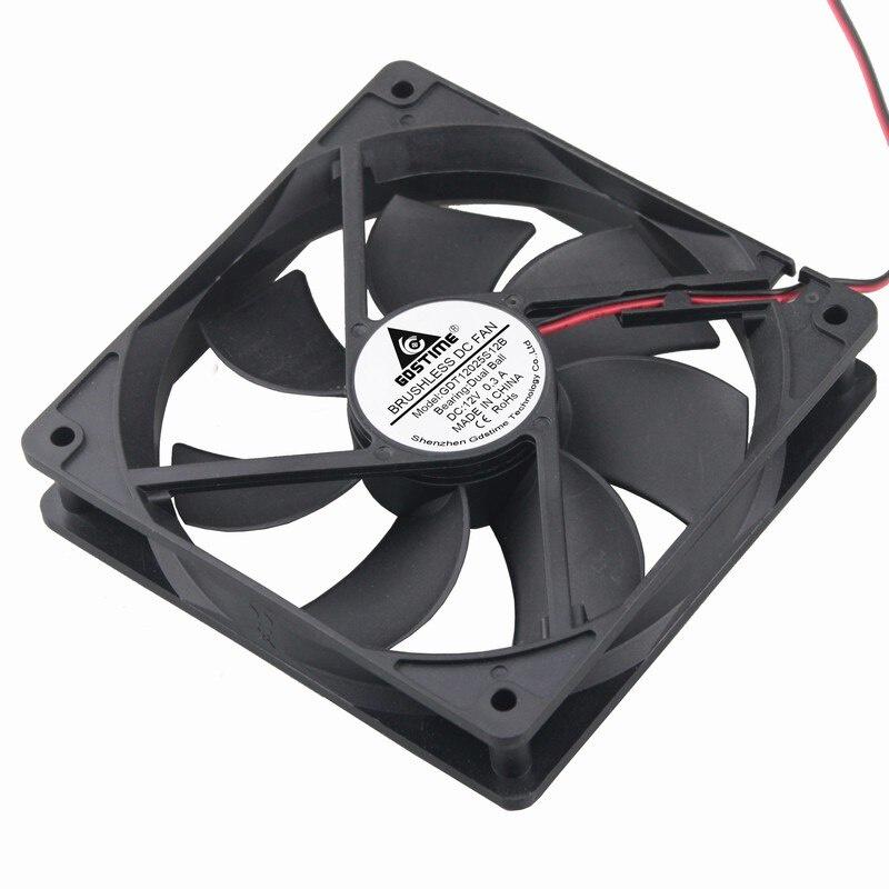 Gdstime1 Pcs 120*120*25mm Two Ball Bearing Cooling Cooler DC 12V 0.3A Axial Ventilation Fan 120mm x 25mm 12cm 2Pin 12025B