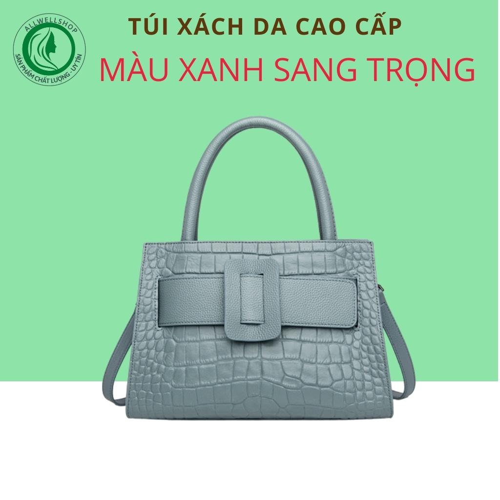 Túi Xách Nữ Da Bò Cao Cấp Có 2 Kiểu Dây Đeo Phong Cách Công Sở TXD037 - Màu Xanh Dương, Size 28cm