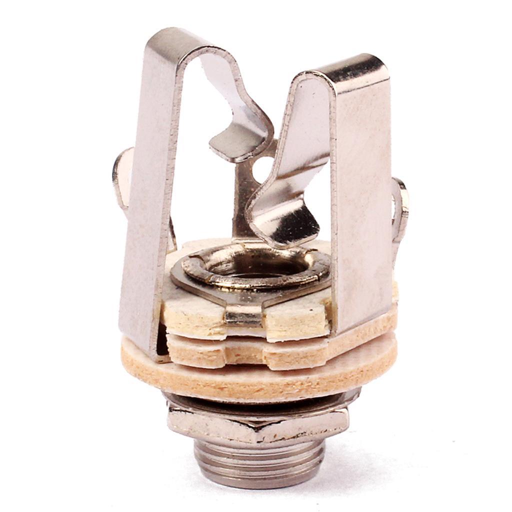 Pack of 6 Stereo Electric Guitar Jack 1/4" 6.35mm Stereo Plug Sockets Nickle