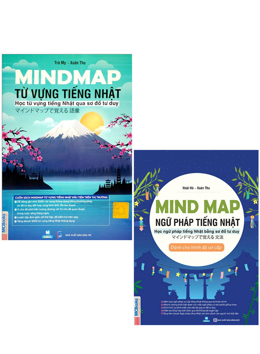 Combo Mindmap Từ Vựng + Ngữ Pháp Tiếng Nhật - Học Tiếng Nhật Qua Sơ Đồ Tư Duy (Bộ 2 Cuốn) - MC