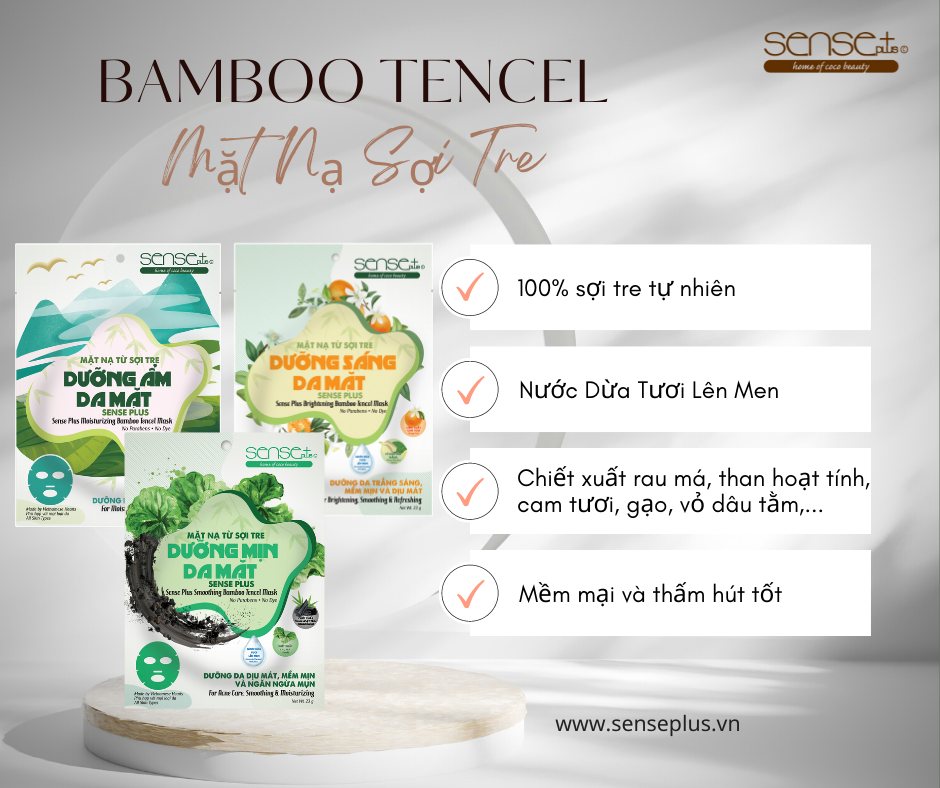 COMBO 3 MIẾNG - MẶT NẠ TỪ SỢI TRE SENSE PLUS