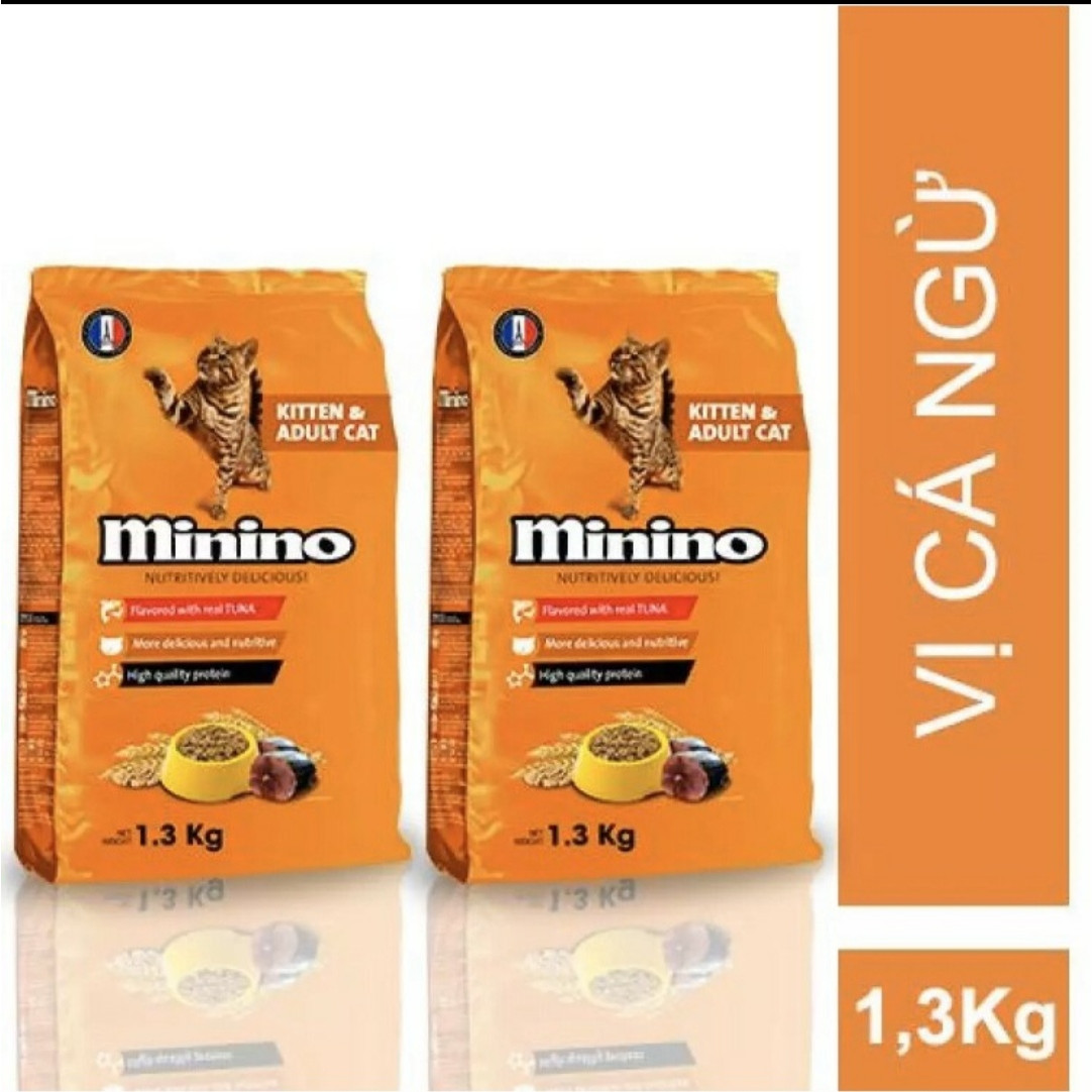 Combo 2 gói Thức ăn cho mèo Minino Tuna Flavored 1.3kg/gói