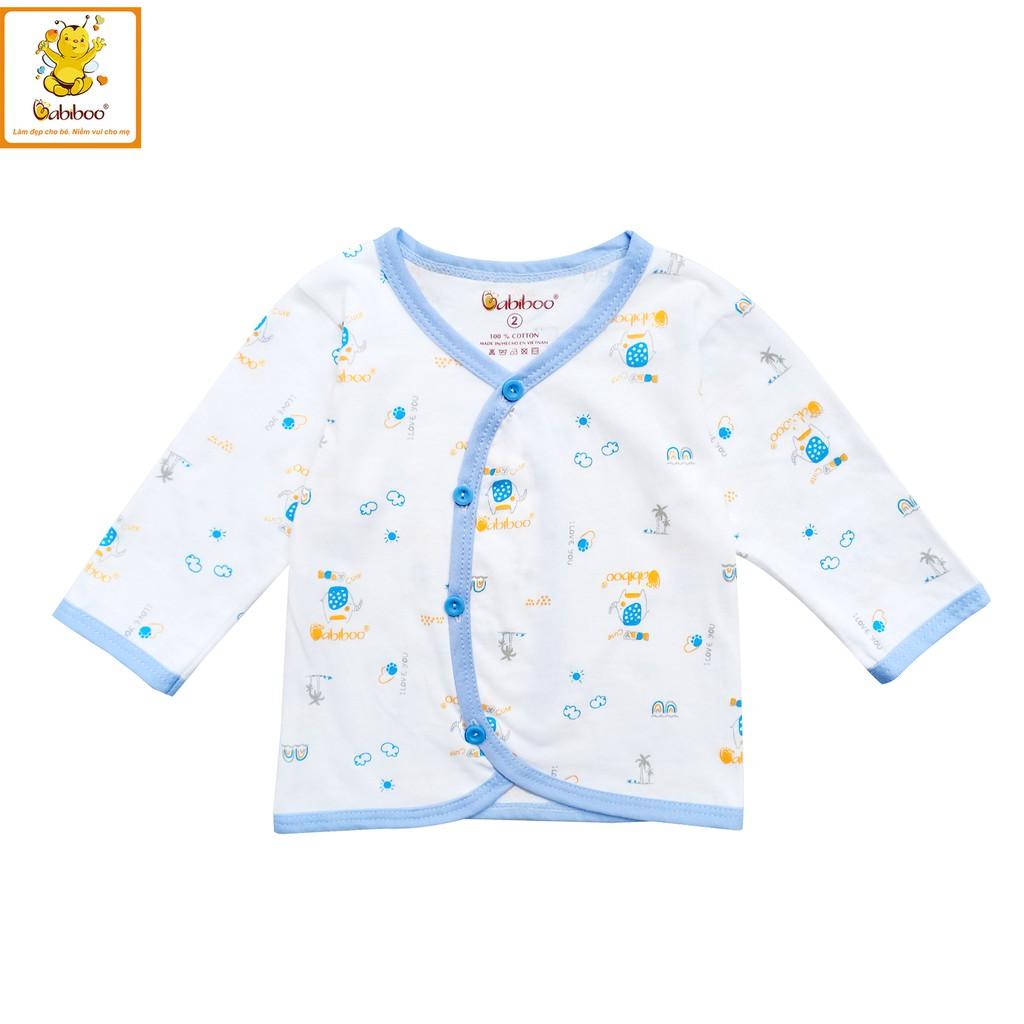 Áo sơ sinh tay dài cổ tim in hình cute cho bé 100% cotton - B43