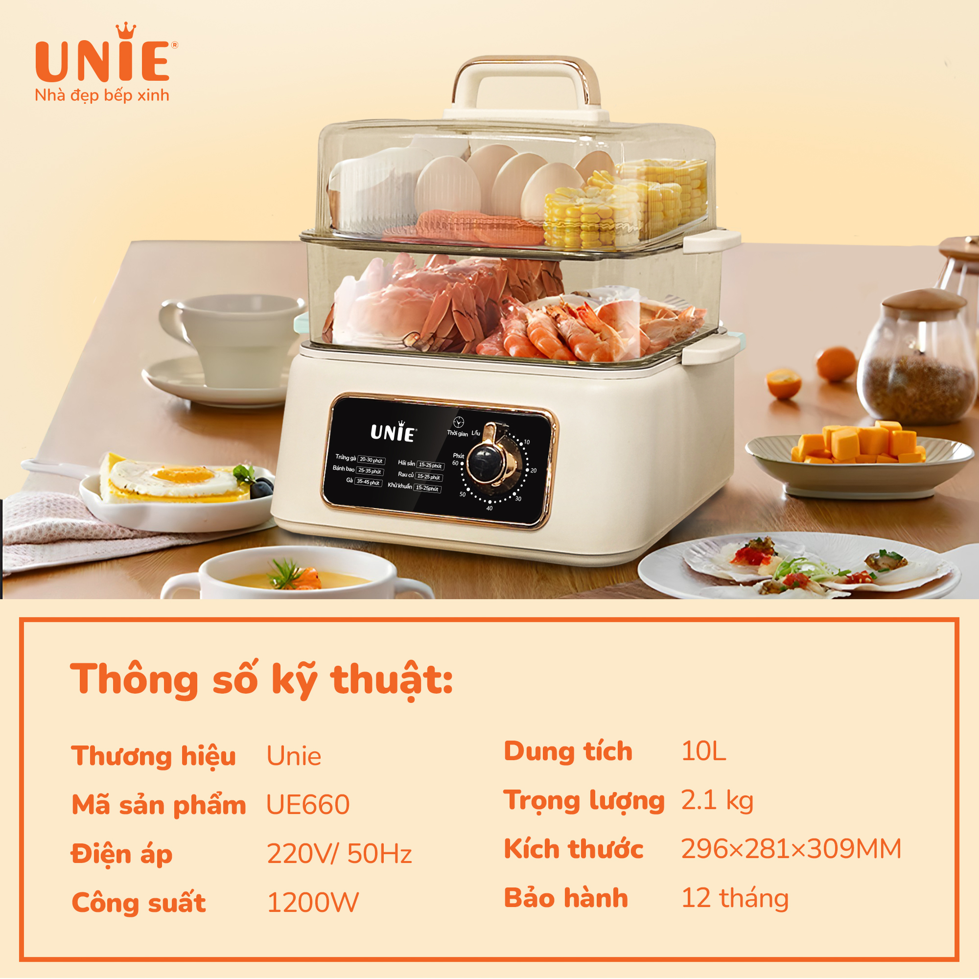 Nồi lẩu hấp đa năng Unie UE660 - Hàng Chính Hãng