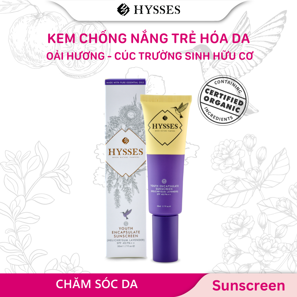 Kem Chống Nắng Cao Cấp Hysses Youth Encapsulate Phục Hồi Và Trẻ Hóa Da, Giảm Nếp Nhăn, Bảo Vệ Da Trước Tia UVA/UVB Với Tinh Dầu Oải Hương - Cúc La Mã Hữu Cơ Tự Nhiên