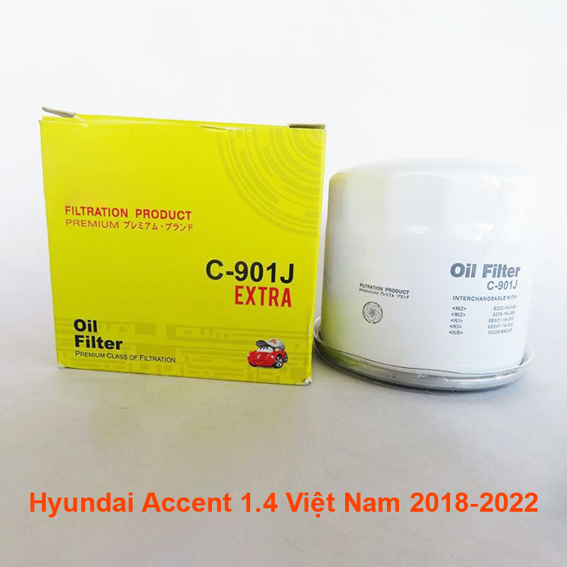 Lọc nhớt cho xe Hyundai Accent 1.4 Việt Nam 2018, 2019, 2020, 2021, 2022 26300-02501 mã C901J-3