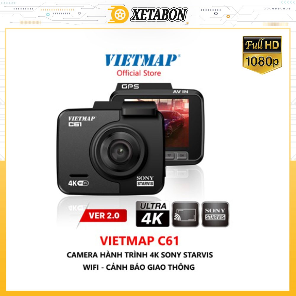 Camera hành trình C61 , Màn Hình 4K Cảnh Báo Giao Thông Giọng Nói, Ghi Hình Cả Ngày Và Đêm + TẶNG THẺ NHỚ 32GB