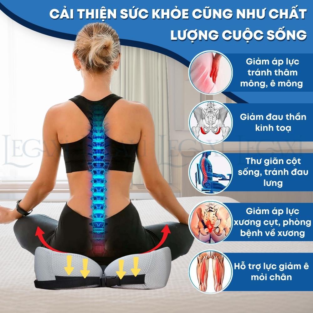 Đệm Mông Ngồi Chống Trĩ, Gối Lót Ghế Chống Đau Xương Cụt Thần Kinh Tọa Thâm Mông Mụn Mông Xe Hơi Legaxi