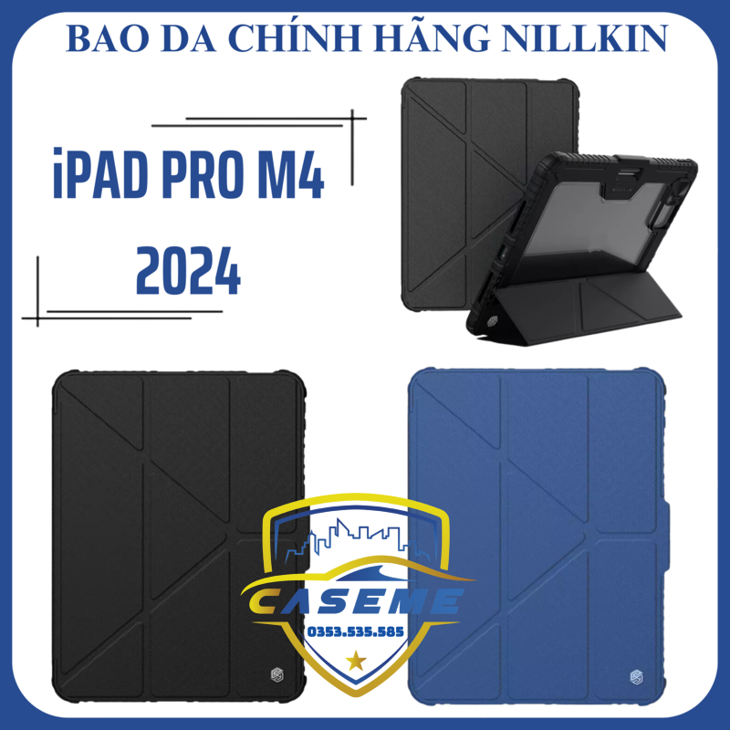 Bao da chính hãng Nillkin Bumper Leather Case Pro dành cho iPad Pro 11 inch M4 2024, iPad Pro 13 inch M4 2024 (Có khe cắm bút Apple Pencil) - Hàng chính hãng