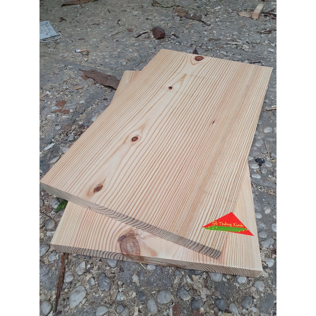 Tấm gỗ thông mặt lớn rộng 24cm, dài 60cm, dày 3cm thích hợp dùng làm bậc cầu thang, xích đu,làm kệ,mặt bàn, DIY