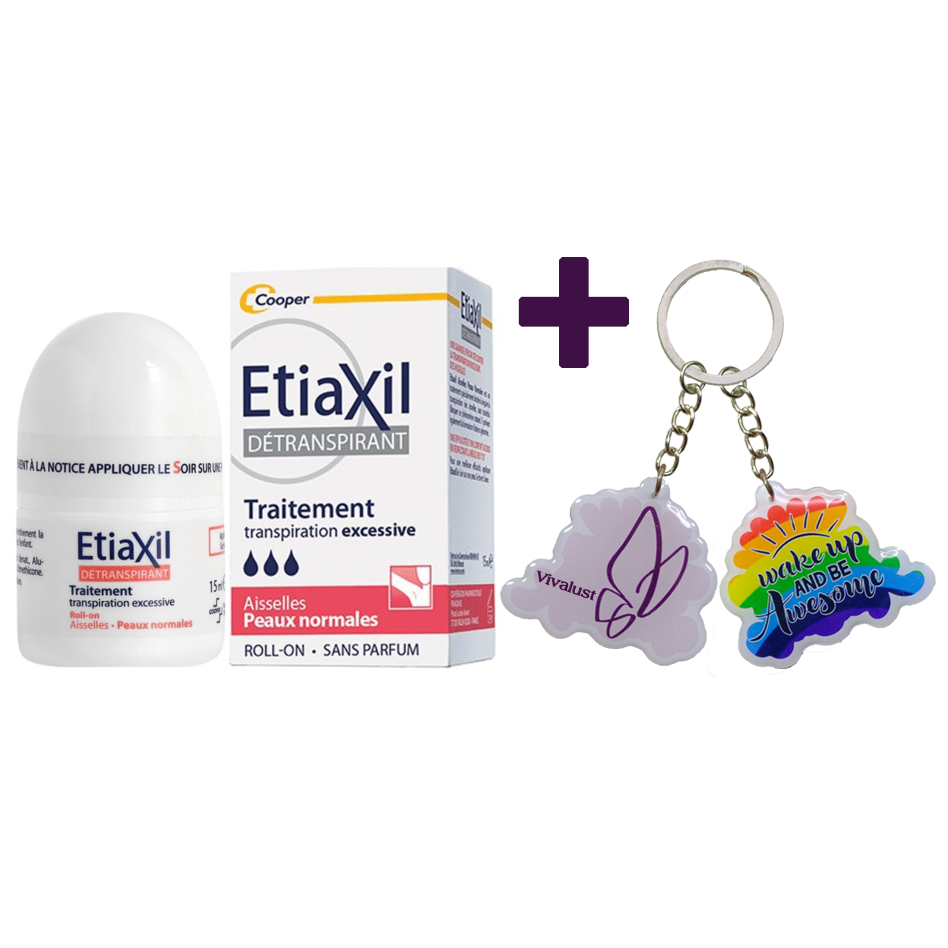 Lăn Khử Mùi ETIAXIL Détranspirant Traitement Aisselles Peaux Normales 15ml + Tặng 1 Móc Khóa Nhựa 2 Mặt