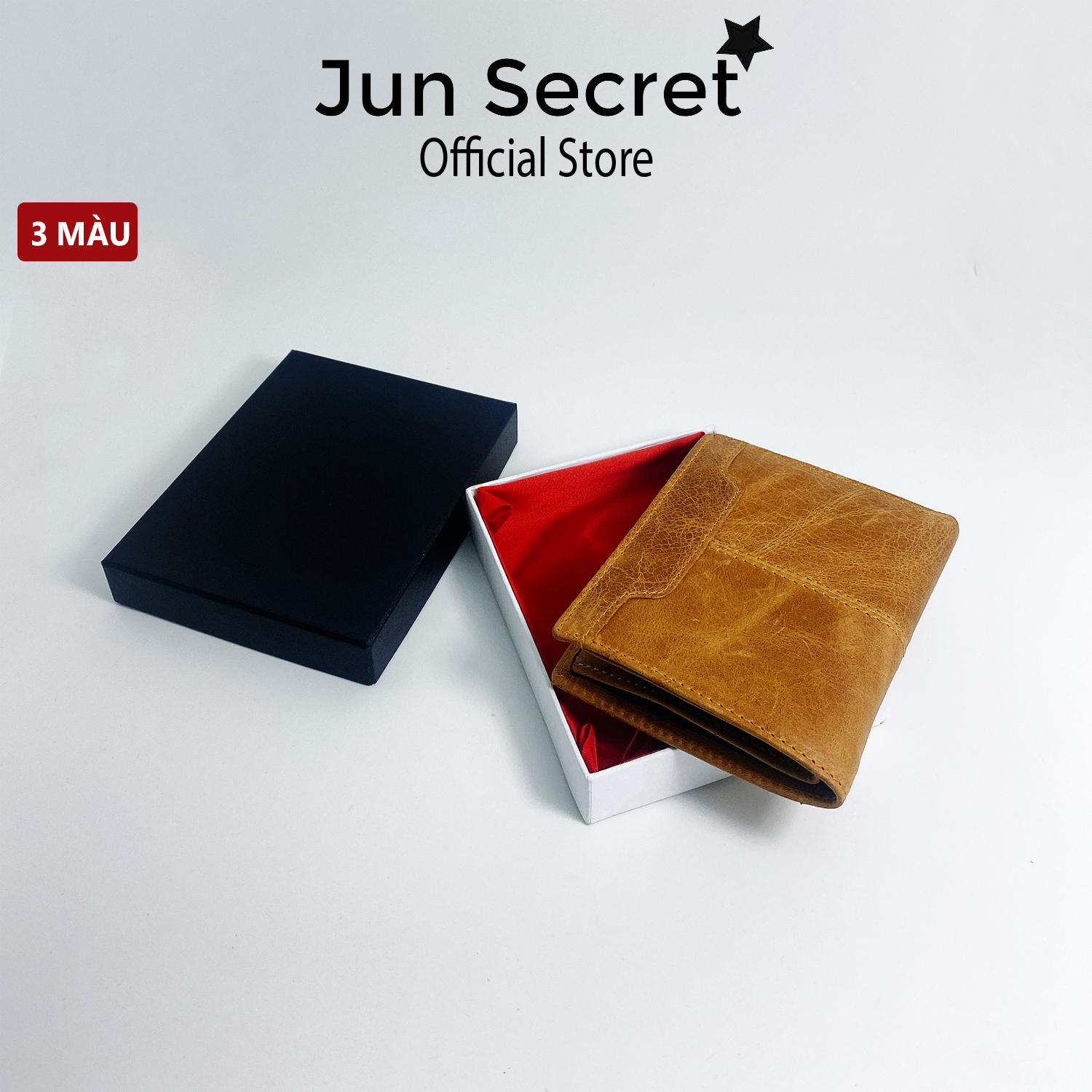 Ví da bò thật cao cấp kiểu đứng dành cho nam thương hiệu Jun Secret nhiều màu sắc JS-VI-ND56