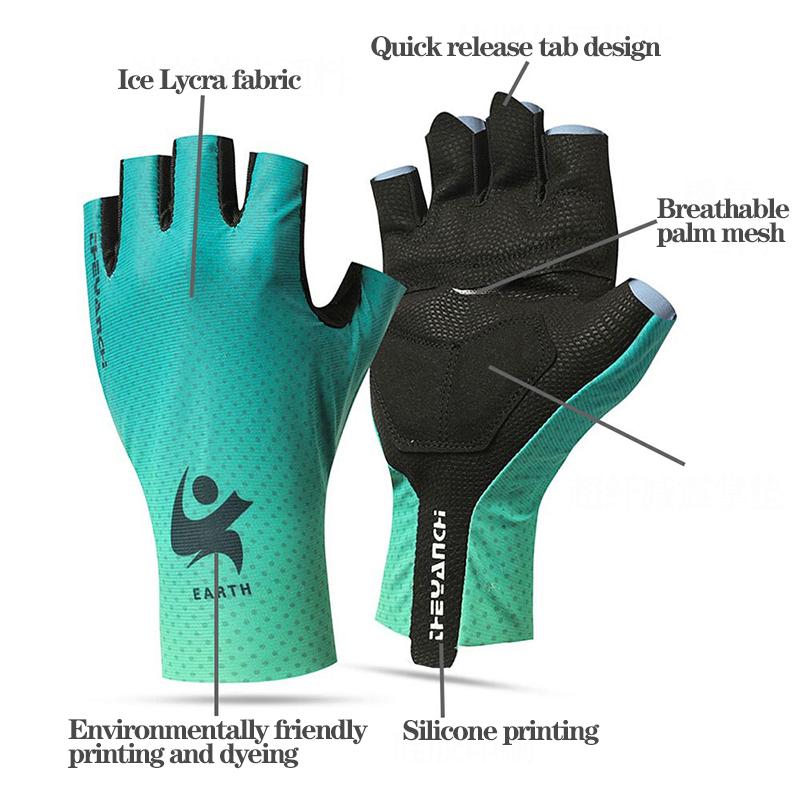 Half Finger Cycling Mùa hè Găng tay đàn ông Phụ nữ Găng tay xe đạp không trượt Spring Fitness Fishing Motorcycle Găng tay xe đạp MTB Găng tay Color: D152-Half Green Size: XL