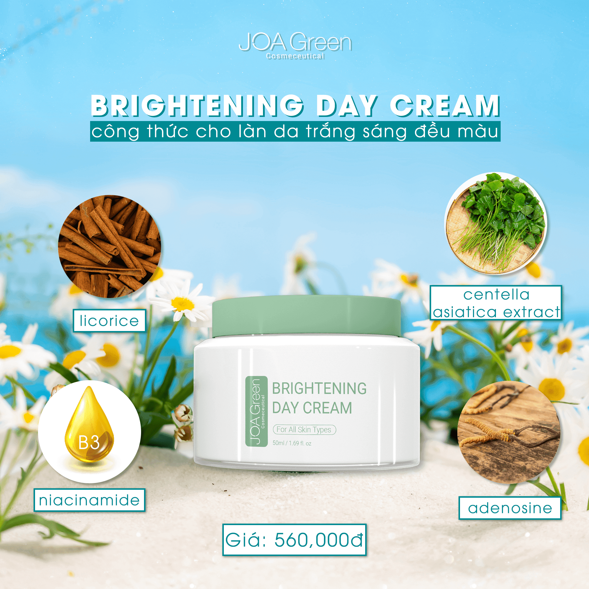 Kem Dưỡng Da Mặt Brightening Day Cream 50ml - JOA GREEN Giúp Phục Hồi, Dưỡng Trắng Da Và Cải Thiện Nếp Nhăn – MỸ PHẨM MS COSMETIC